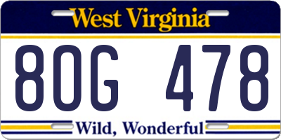 WV license plate 8OG478