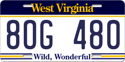 WV license plate 8OG480