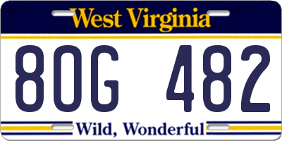 WV license plate 8OG482