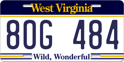 WV license plate 8OG484
