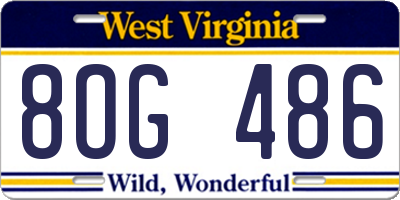 WV license plate 8OG486