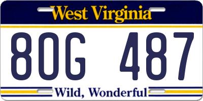 WV license plate 8OG487