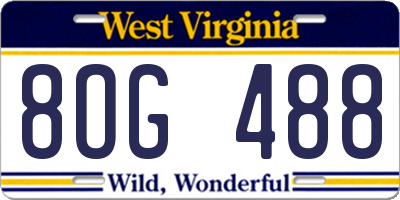 WV license plate 8OG488