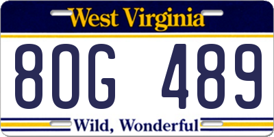 WV license plate 8OG489