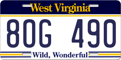 WV license plate 8OG490