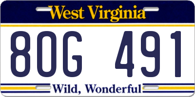 WV license plate 8OG491