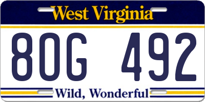 WV license plate 8OG492