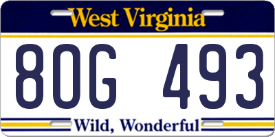 WV license plate 8OG493