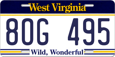 WV license plate 8OG495