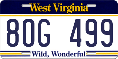 WV license plate 8OG499