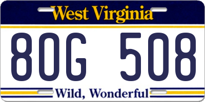 WV license plate 8OG508