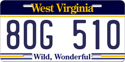 WV license plate 8OG510