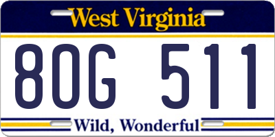 WV license plate 8OG511