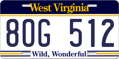 WV license plate 8OG512