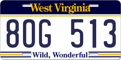 WV license plate 8OG513