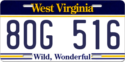 WV license plate 8OG516