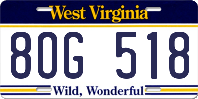 WV license plate 8OG518