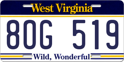 WV license plate 8OG519