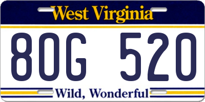 WV license plate 8OG520