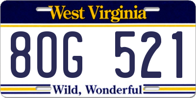 WV license plate 8OG521