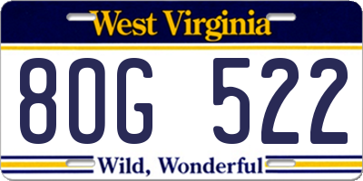 WV license plate 8OG522