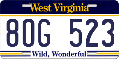 WV license plate 8OG523
