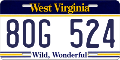 WV license plate 8OG524