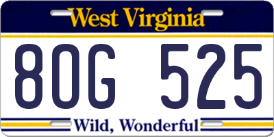 WV license plate 8OG525