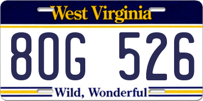 WV license plate 8OG526