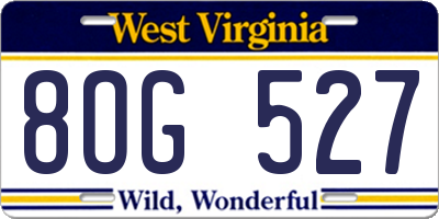 WV license plate 8OG527
