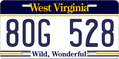 WV license plate 8OG528