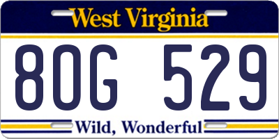 WV license plate 8OG529
