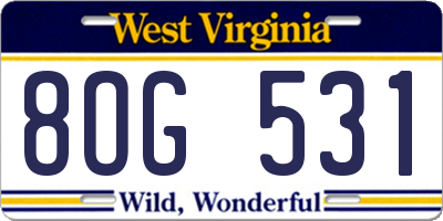 WV license plate 8OG531