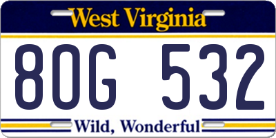 WV license plate 8OG532