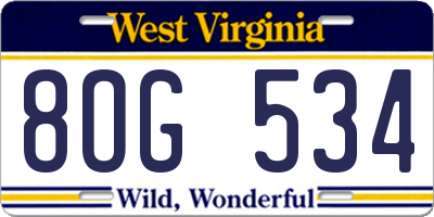 WV license plate 8OG534