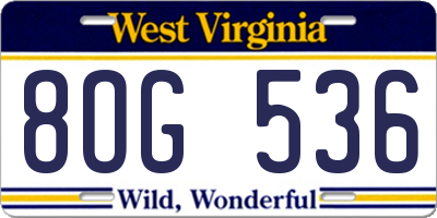 WV license plate 8OG536