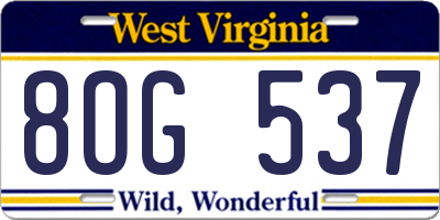 WV license plate 8OG537