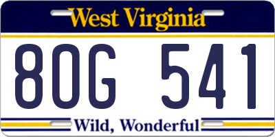 WV license plate 8OG541