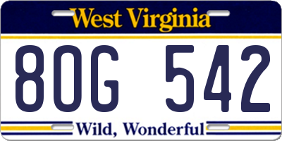 WV license plate 8OG542