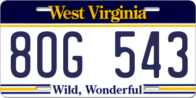 WV license plate 8OG543