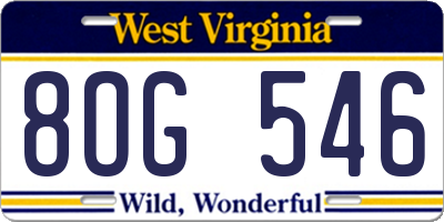 WV license plate 8OG546