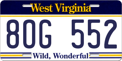 WV license plate 8OG552