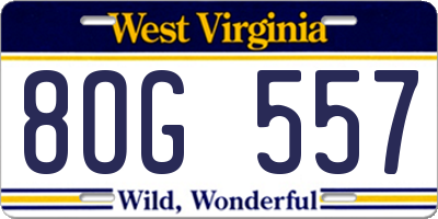 WV license plate 8OG557