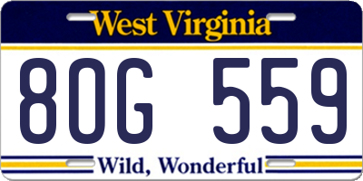 WV license plate 8OG559