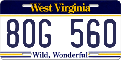 WV license plate 8OG560