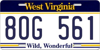 WV license plate 8OG561