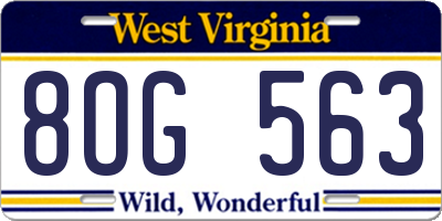 WV license plate 8OG563