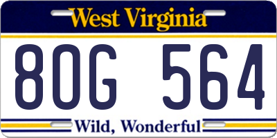 WV license plate 8OG564