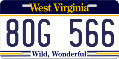 WV license plate 8OG566