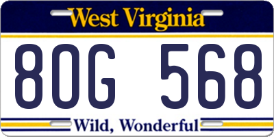 WV license plate 8OG568